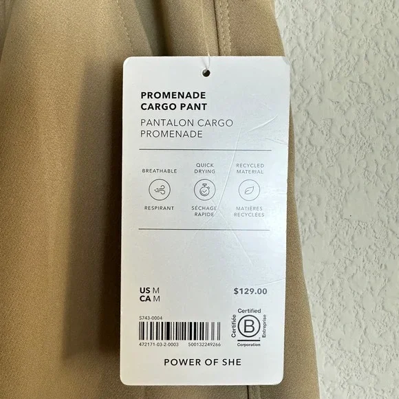 Athleta Promenade Cargo Pant Womens Medium Tan Khaki Wide Leg New 472171 - Picture 4 of 7